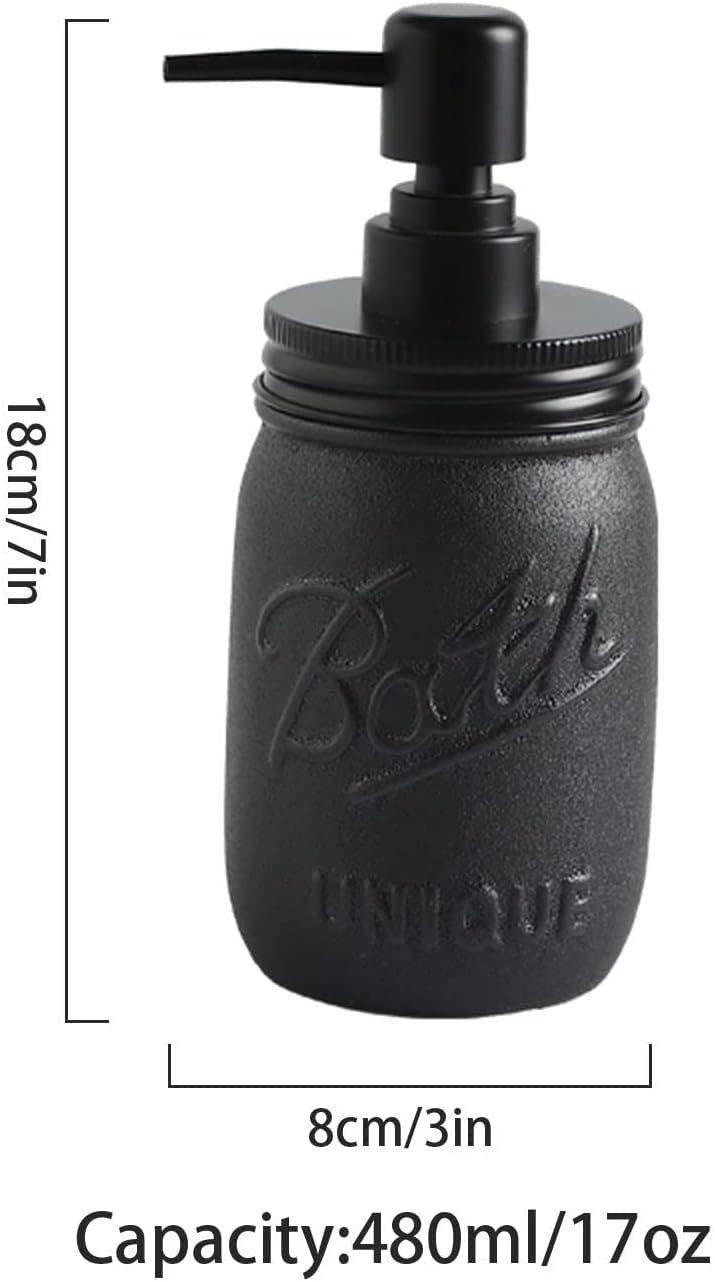 Dozownik mydła, Jednokolorowy ceramiczny dozownik mydła w płynie z pompką do zlewu kuchennego i łazienki, 480 ml, 8x8x18cm, 1 szt(Black)