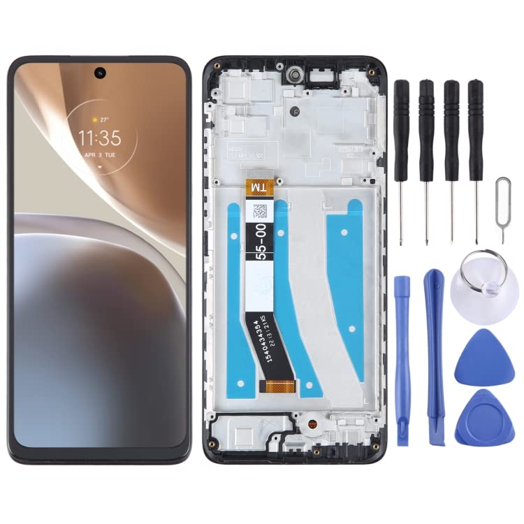 Écran LCD pour Motorola Moto G32 avec châssis noir pour réparation de smartphone