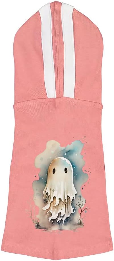 Anime Ghost Dog Shirt with Hoodie - Kawaii Dog Hoodie - Printed Dog Clothing - Pink White, M
