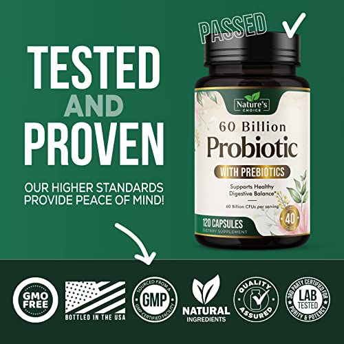 Probiotics 60 Billion Cfu With Prebiotics - Supports Digestive Health, Daily Men & Women's Probiotic Supplement, Natural Immune Support, Shelf Stable, Gluten Free, No Soy Or Dairy - 120 Capsules #TOP3