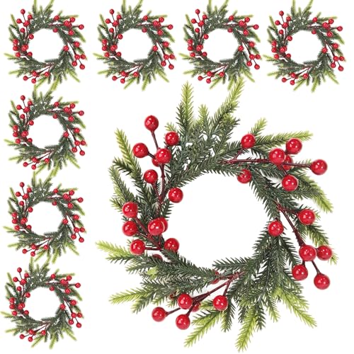 Orgrimmar 8 Pcs Artificial Christmas Wreath,9" DIY Green Plain Faux
