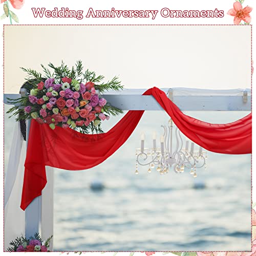 2 Pieces Red Table Runner Chiffon Tulle Table Runner 12 X 106 Inch Romantic Wedding Sheer Table Runner For Rustic Anniversary Marriage Proposals Shower Engagements Party Table Decoration (Red) #TOP5