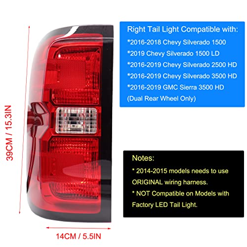 Image of MOCW Left Driver Tail Light Assembly Compatible with 2014-2018 Chevrolet Silverado 1500 2500 HD 3500HD, for GMC Sierra 3500 HD Taillight Brake Lamps Bulb and Harness Included