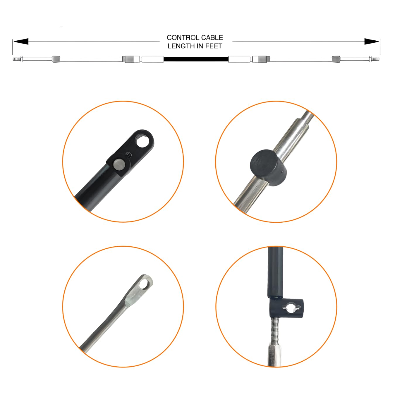 2 piezas de cable de acelerador para fueraborda marino 15 pies para cables de control Mercury gen 1, cables de acelerador y cambio