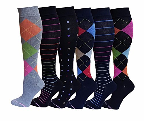 Different Touch 6 Pairs Pack Women Dr Motion Graduated Compression Knee High Socks