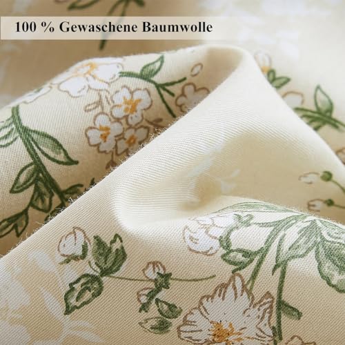 Lanqinglv Bettwäsche 135x200 Baumwolle Blumenmuster,Beige Grün Pflanzen – Ansicht 5