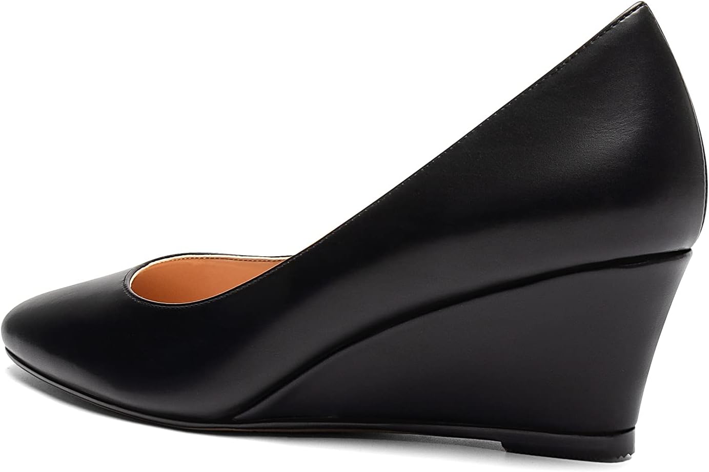 Mettesally Women's Wedge Heels Closed Pointed Toe Pumps Slip On Mid Low Heels Comfortable Wedding Office Dress Shoes Black MatteC US9R