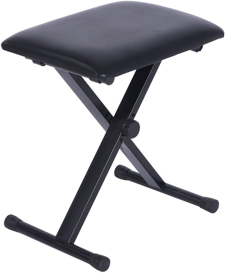 Keyboard Bench, Ohuhu Padded Adjustable X Style Folding Piano Stool Keyboard Bench Seat Chair with Cushion, Black