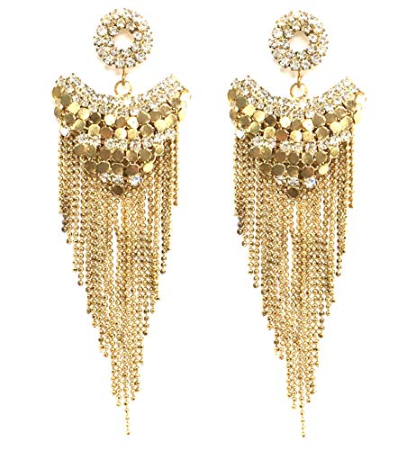 Preisvergleich Produktbild 1Paar Stecker Ohrringe"ISTAMBUL" mit Strass10cm lang GO