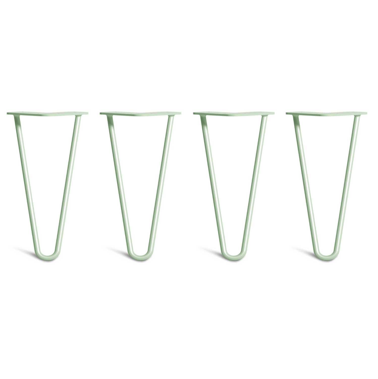 [HLC] 4 x Hairpin Table Legs – Superior Double Weld Steel Construction With Screws, Build Guide & Protector Feet Worth £8 Included! – 10mm Steel [10"/25cm,Pastel Green]