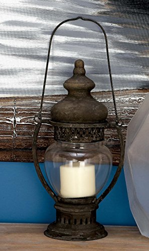 Deco 79 Metal Candle Lantern, 8" X 6" X 14", Brown #TOP2