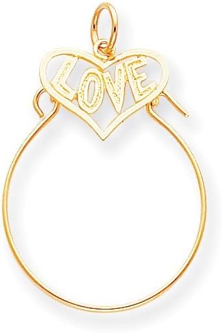 10K Polished Filigree LOVE Charm Fine Jewelry Gift For Her For Women Holder