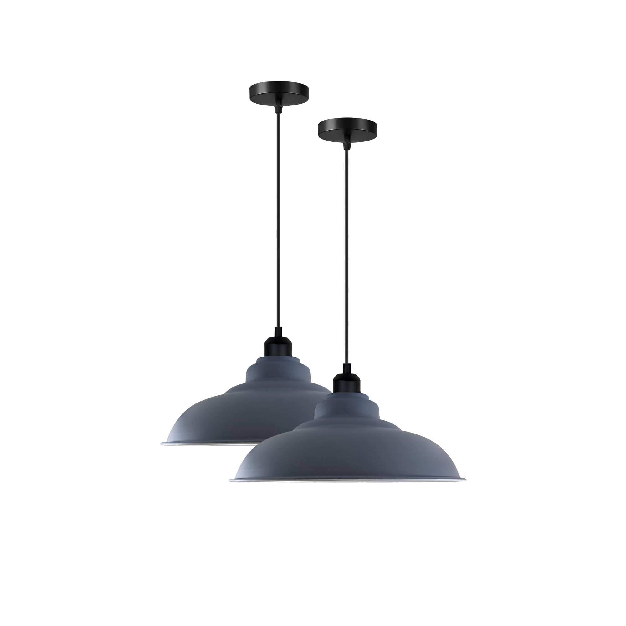 DC VOLTAGE Modern Vintage Style Single Way Metal Curvy Shaped Ceiling Pendant Light 2Pcs with E27 lamp Fitting for Kitchen, Living Room, Corridor and Restaurant (Gray - Without Bulb)