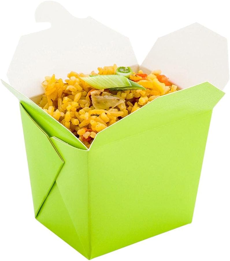 Bio Tek 8 oz Square Eco Green Paper Noodle Take Out Container - 2 3/4" x 2 1/4" x 2 1/2" - 25 count box - Restaurantware : Everything Else
