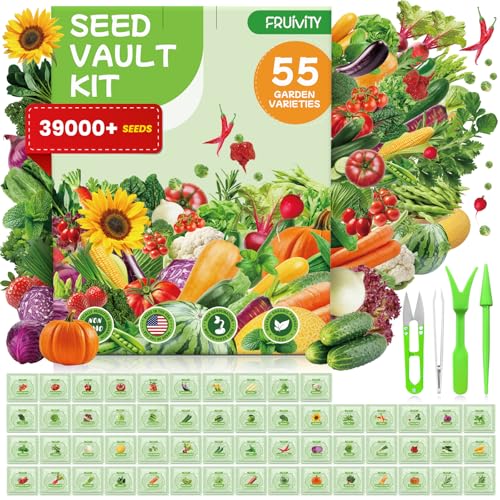 55 Vegetable Seeds Variety Pack - 39,000+ Heirloom Seeds for