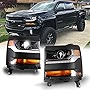 Headlight Assembly Fit for 2016 2017 2018 2019 Chevy Silverado 1500, LED Daytime Running Light Project Design,WOLFSTORM Headlights Assembly for 16-19 Chevy Silverado 1500 Pickup,1 Pair,Black