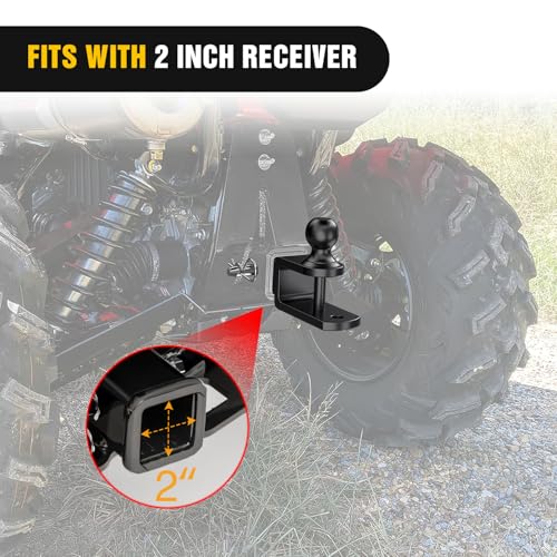 Image of Nilight 3 in 1 ATV UTV Multi Hitch Mount with 1-7 /8 inch Ball Hitch Rated 2000 LBS Fits 2 Inch Receiver Winch Strap Loop Rated 5000 LBS