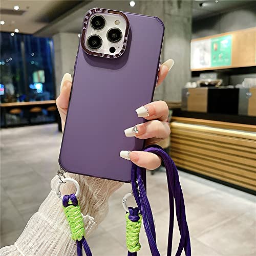 Lentille plaquée dur PC protection cover iPhone 13 Pro Max finition violet luxe