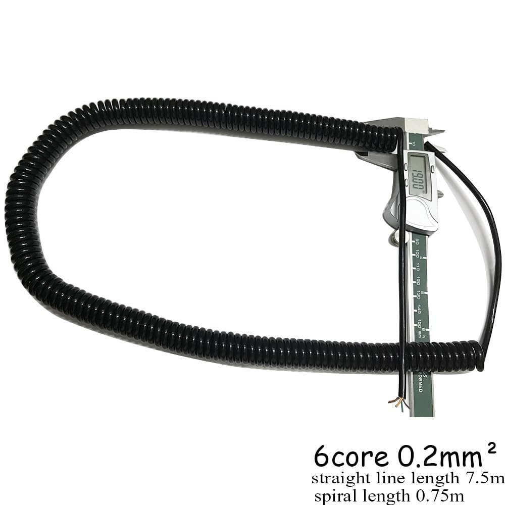 Ausziehbarer Draht, einziehbare Spule Spiralkabel, 6-adrig, 0,2 mm2, Spiral-Netzwerkkabel, Spiralfeder, Datenkabel, dehnbar, 1 Meter, 2 Meter, 3 Meter, ausziehbare Spiralschnur, einziehbare Spule(Stre