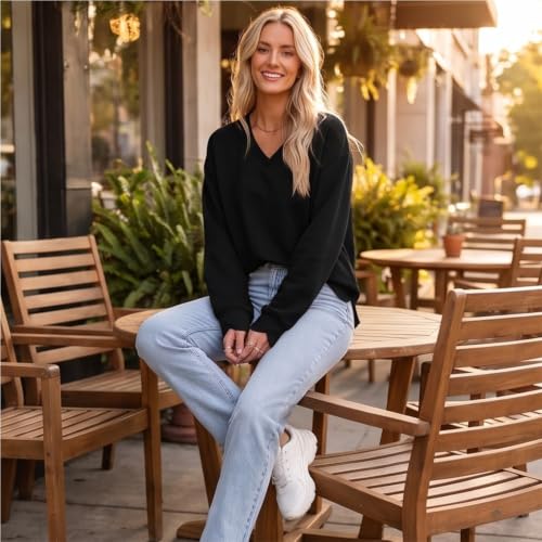 V Neck Scalloped Sweatshirts Women Oversized Layered Pullover Sweatshirt - image 9