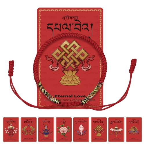 Tibetan Bracelet Talisman, Authentic Tibetan Monk Handmade Dorje Knot Bracelets, Red Thread Bracelet Protection, Good Luck Rope for Men&Women, Ideal Gift for Blessing for Family&Friends (Love)