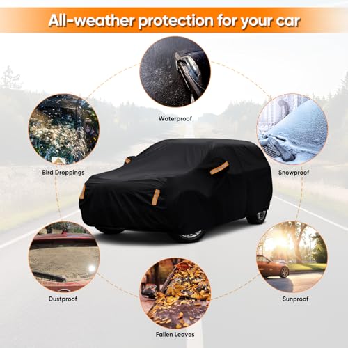 Image of SUV Car Cover All Weather Waterproof Fit for Ford Explorer,Toyota Highlander,Jeep Grand Cherokee,Dodge Durango,Honda Pilot,Hyundai Palisade,Lexus RX for Automobiles Universal Fit SUV Up to 201 inch
