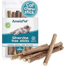 AmeizPet Catnip Sticks for Cats, Cat Dental Chew Sticks - Natural Matatabi Cat Dental Care, Silvervine Cat Teeth Cleaning (6 pcs)