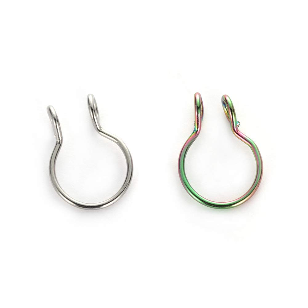 Idlespace 2PCS Fake Septum Nose Ring, Tiny Fashion No Piercing Needed Women 8mm Diameter Fake Nose Ring Cilp On Hoop Faux Unisex
