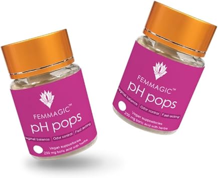 Femmagic - PH Pops Boric Acid Suppositories, Vaginal Health Support, pH Balance, 100% Pure Boric Acid 600mg, Yeast Infection, BV Treatment, 14 Count