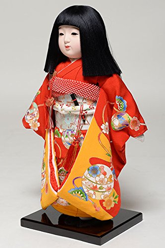 Amazon | 【座り市松】【市松人形】12号市松人形：正絹京染手縫