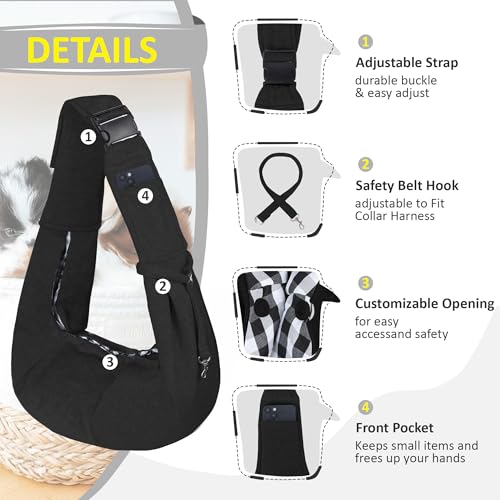 Tragetuch Hund, Hundetragetasche Kleiner Hund, Hundetasche bis 7 kg, Welpen Tragetuch für Hunde und Katzen Spaziergänge und Aktivitäten im Freien (A)