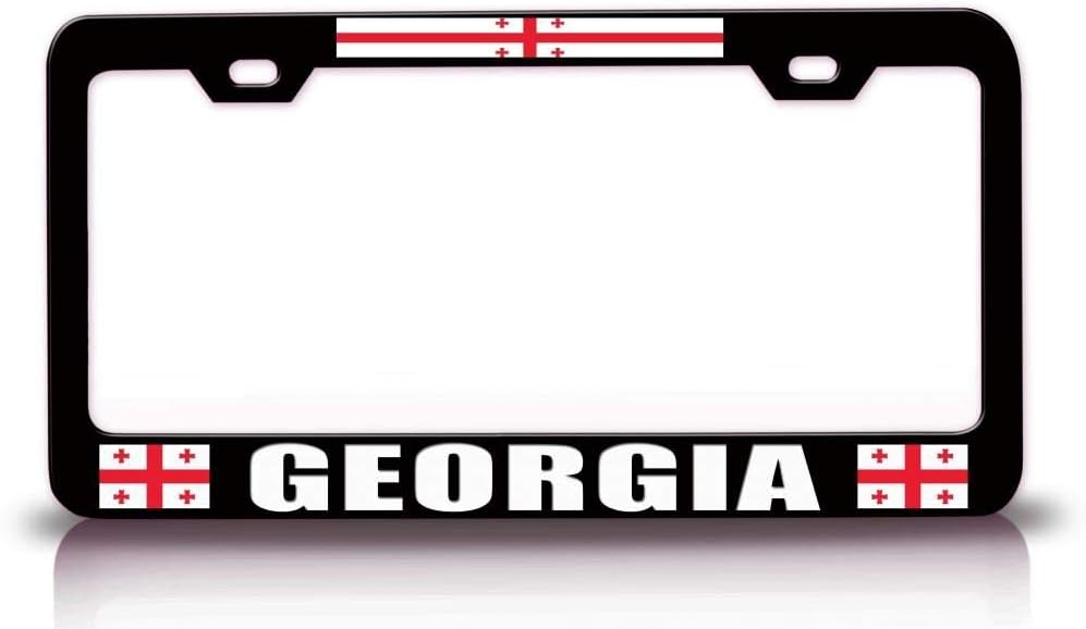 Georgia Flag Metal Car SUV Truck License Plate Frame Bl w58
