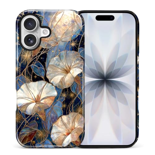 NONMY for iPhone 17 Case,Hybrid 2 Layer Hard Shell Silicone Protective Case - Stained Glass Morning Glory - Scratch Resistant Shockproof Cover
