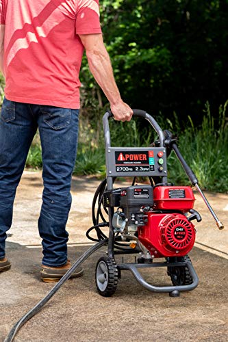 A-iPower APW2700C Gas Powered Pressure Washer 2700 PSI and 2.3 GPM 7HP with 3 Nozzle Attachments, CARB Compliant, Red