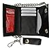 BLACK GENUINE LEATHER Trifold Biker's Wallet ID Card Holder w/Chain Skull