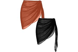 2 Pieces Women's Beach Sarongs Sheer Cover Ups Chiffon Bikini Wrap Skirt...