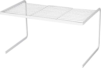 Kitchen Metal Gas Hob Cover Plate, Stackable Openwork Tiered Shelving, Countertop Storage Rack for Dormitories Wardrobes Living RoomsWhite,43x27x10cm/16.9x10.6x3.9in