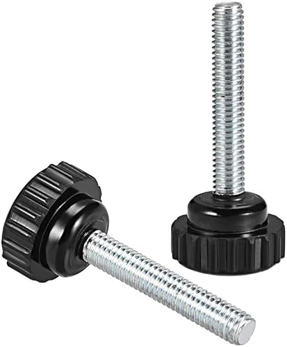 Miniatura 103 de uxcell Perillas de sujeción moleteadas M6 x 1.969 in métricas chapadas en zinc de acero al carbono rosca macho tornillo de pulgar en tipo 0.787 in