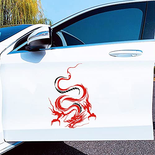 Image of Dragon Graphic Car Hood Sticker Self-Adhesive Vinyl Graphics Decals 19.69'' x 14.57'', Red with Black