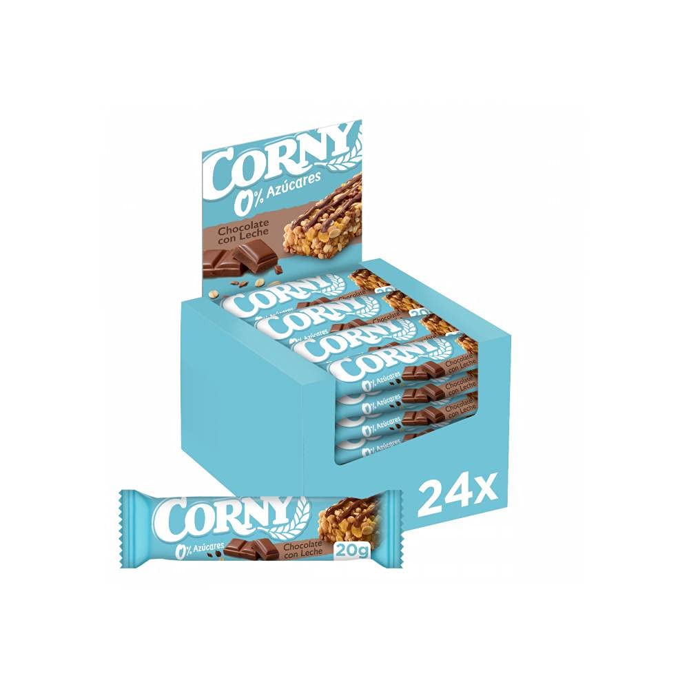 Corny - Barritas de Cereales 0% Chocolate Blanco, Pack de 10 (60 unidades), 6x20 g & Barritas de Cereales 0% Chocolate con Leche, Sueltas (24 unidades) x 20 g