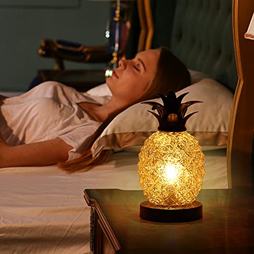 Cute Mercury Glass Pineapple Lamp, Golden Glass Table Lamp, Countertop Lamp , Night Light, Bedroom, Living Room, Dresser, Kids Room, Kitchen, Dorm, Festival Decor & Gift, Mj0001 #TOP4