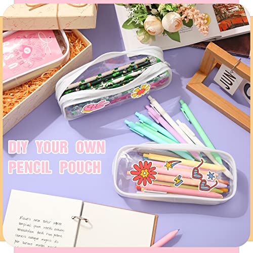 Image of Crtiin 60 Pcs Clear Pencil Pouch Bulk Makeup Cosmetic Bags for Women Large Capacity Box for Back to School Travel Toiletry Office Stationery(White)