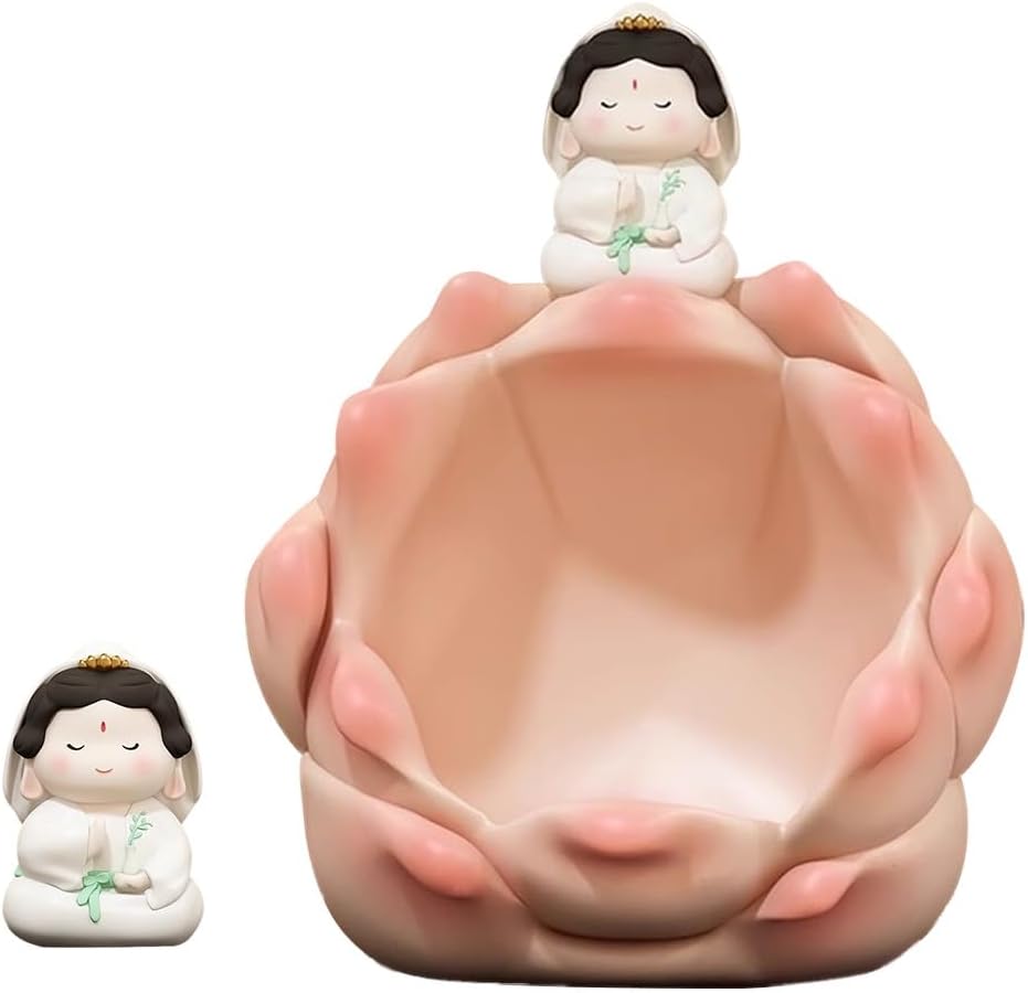 KITCISSL Coffee Table Decor Lotus Tray Key Bowl for Entryway Table, Jewelry Tray Creative Buddha Key Storage Box Ornament Office Home Decorations Phone Change Watches Candy Tray(Pink C)