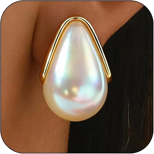 Teardrop Earrings for Women Teardrop Pearl Earrings Brown Amber Stud Tear Drop G