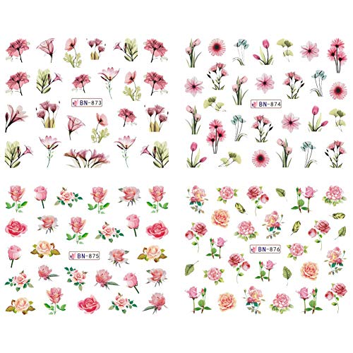 Neljibehu Nail Decals For Women Nail Art Stickers Water Transfer Decals Design 12 Sheets Flower Leaf Parrot Nail Tattoo Paper Diy Nail Art Supplies Manicure Acrylic Nail Foil Stencils Decorations Accessories #TOP4