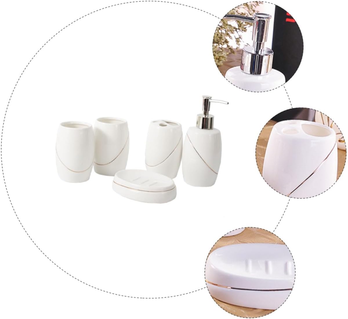 Alipis 5pcs Hotel Home Bathroom Sets Soap Dispenser Toothbrush Rack Gargle Cups