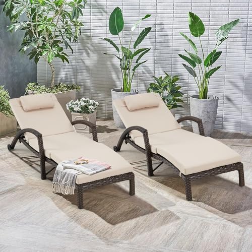 Homrest Chaise Lounge Chairs Set Of 2 For Outside, Adjustable 5 Position Outdoor Pe Rattan Wicker Patio Pool Lounge Chair With Arm thumb #2