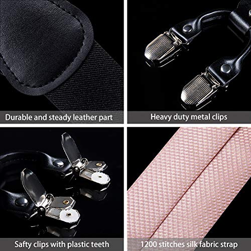 Image of DiBanGu Paisley Bow Tie and Supenders for Men Tuxedo Heavy Duty 6 Clips Suspender Adjustable Y-Shape Mens Trouser Braces