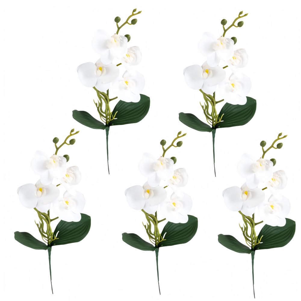 Fleurs phalaenopsis artificielles 36cm avec feuilles d'orchidée
