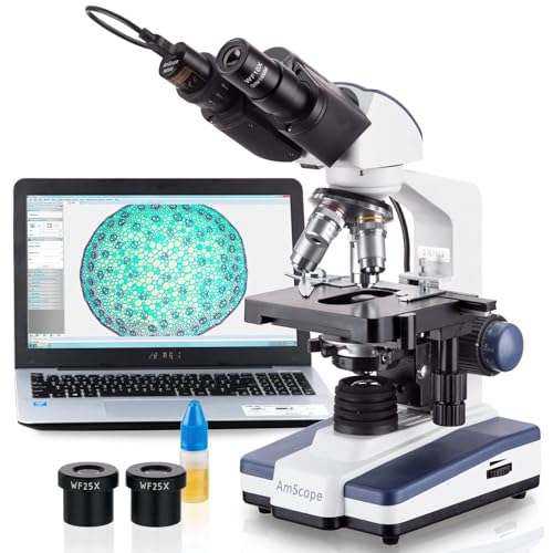 AmScope B120 LED Binocular Compound Microscope with USB Camera